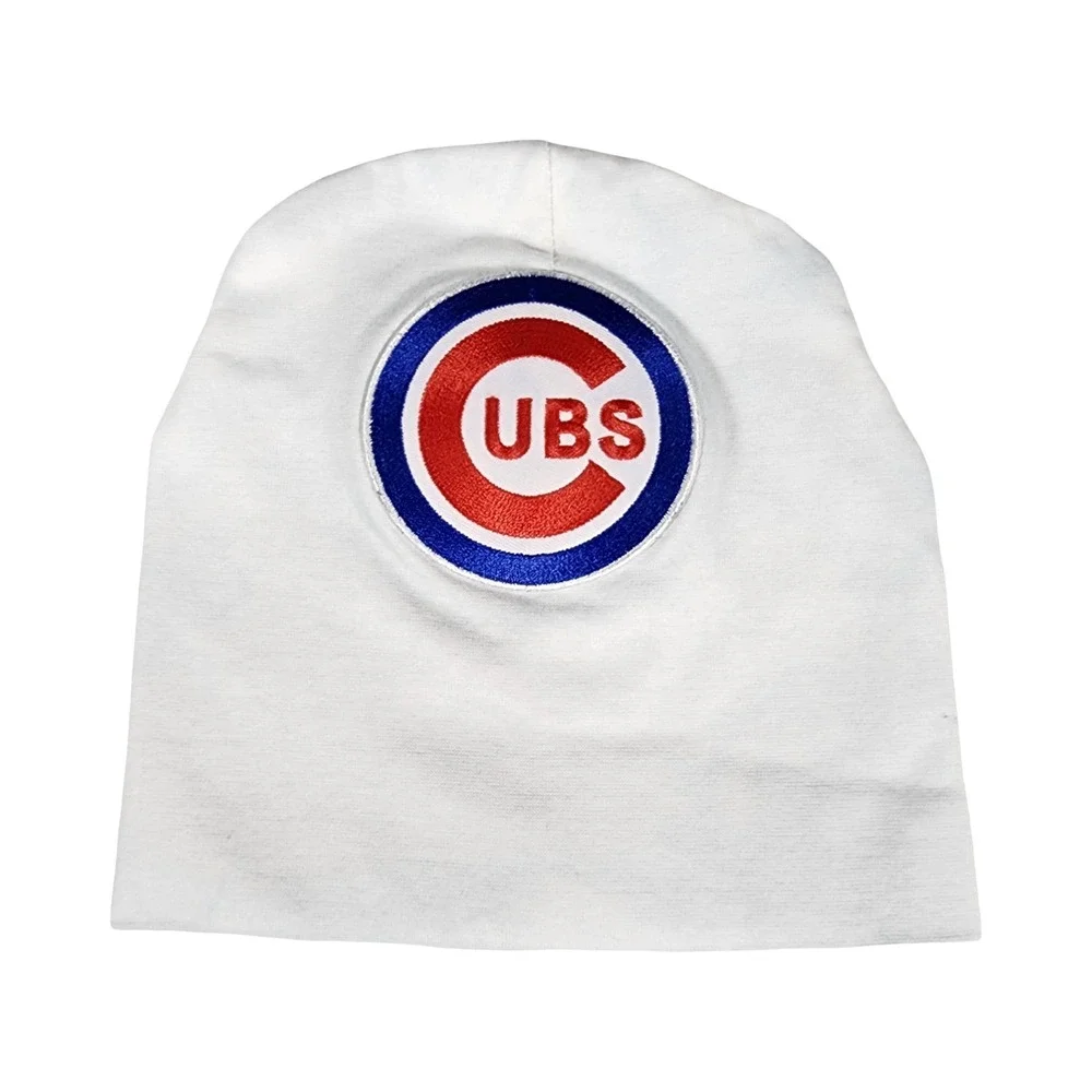 Chicago Cubs Baby Beanie Hat White Embroidered Logo Infant‎ Toddler